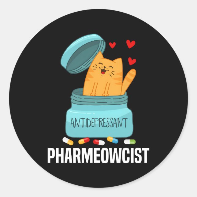 Pharmeowcist Cat Pharmacist Pharmacy Technician Classic Round Sticker (Front)