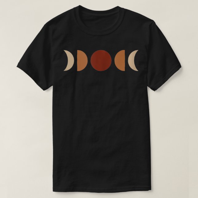 Phases of Moon Boho Beige Rust Red Burnt Orange  T-Shirt (Design Front)