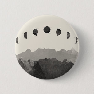 Phases of the Moon Astronomy Space Watercolor 6 Cm Round Badge
