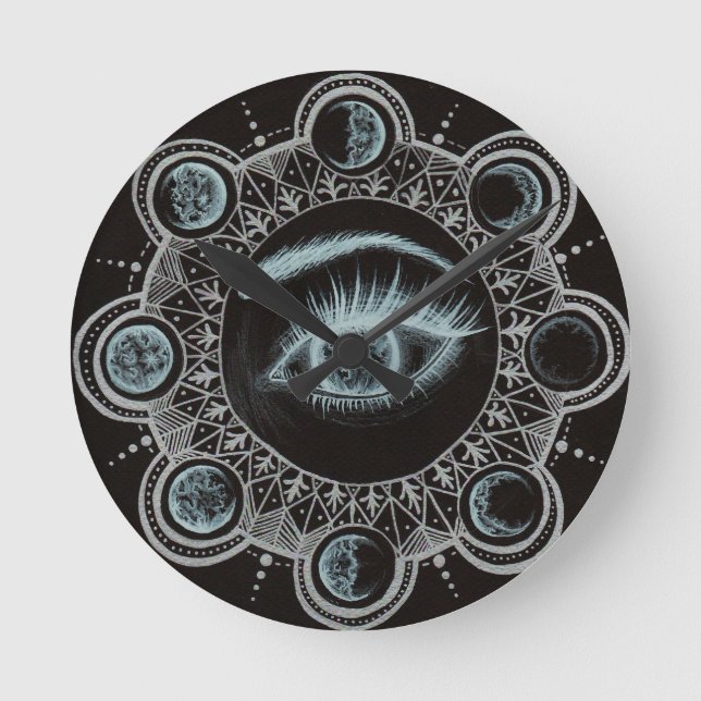 Phases of the Moon Eye Round Clock (Front)