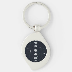 Phases of the moon key ring