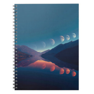 Phases of the Moon Lake Reflection Notebook