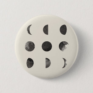 Phases of the Moon Lunar Watercolor 6 Cm Round Badge