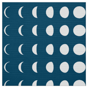 Phases of the Moon on Deep Midnight Blue Fabric
