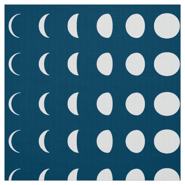 Phases of the Moon on Deep Midnight Blue Fabric (Swatch)