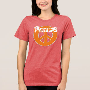 Phat Orange Aqua White Retro 60's Peace Tri-Blend Shirt