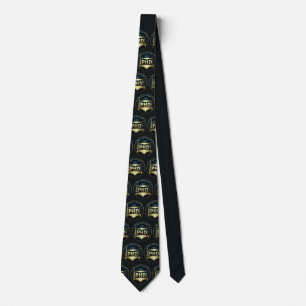 Phd cap gold black pattern doctoral degree  tie