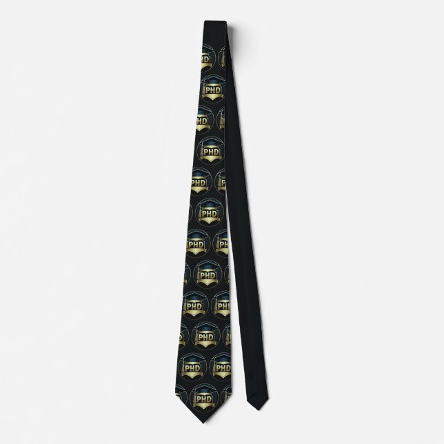 Phd cap gold black pattern doctoral degree  tie (Front)