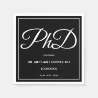 PhD degree Black Graduation Party Napkins