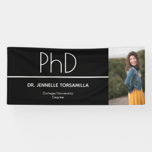PhD degree Black White Graduation Photo Banner