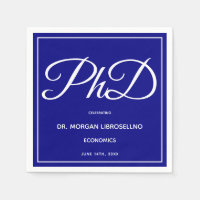 PhD degree Blue Graduation Party Napkins