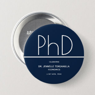 PhD degree Blue Keepsake Graduation 7.5 Cm Round Badge