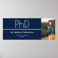 PhD degree Blue White Graduation Photo Celebration
