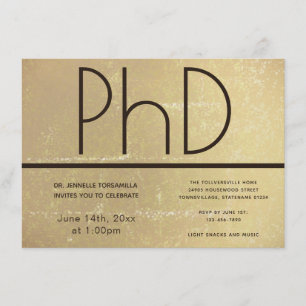 PhD degree Gold Brown Graduation Party Invitation