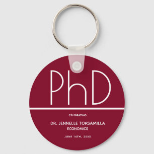 PhD degree Graduation Party Burgundy Favor Key Ring