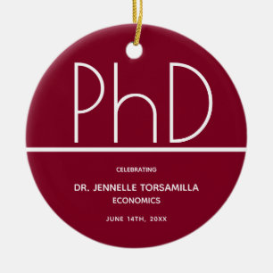PhD degree Graduation Party Burgundy Keepsake Ceramic Ornament