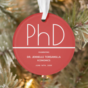 PhD degree Graduation Party Red Keepsake Ornament