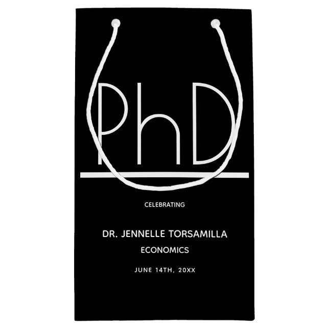 PhD degree Graduation Party Small Black Small Small Gift Bag (Back)