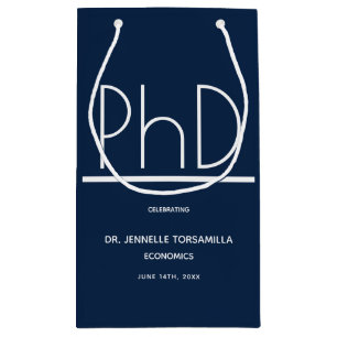 PhD degree Graduation Party Small Blue Gift Bag