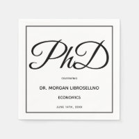 PhD degree White Black Graduation Party
