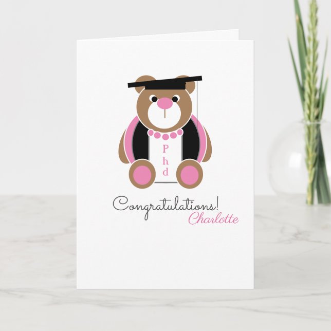 PhD doctor of philosophy congratulations bear card (Front)