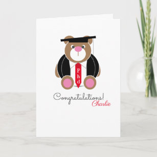 PhD doctor of philosophy congratulations bear card