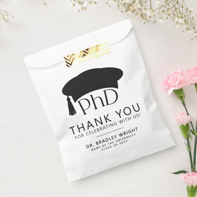 PhD Doctoral Grad Hat Graduation Thank You Favour Bag (Sealed)