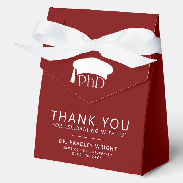 PhD Doctoral Grad Hat Graduation Thank You Favour Box (Front)