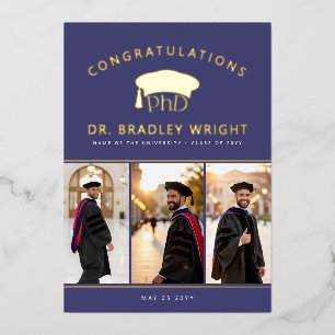 PhD Doctoral Hat Doctoral Graduation Foil Card