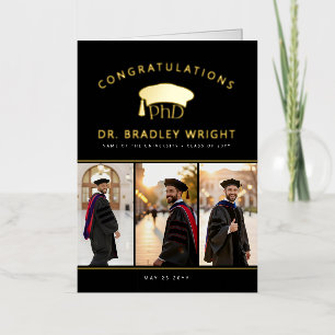 PhD Doctoral Hat Doctoral Graduation Foil Card