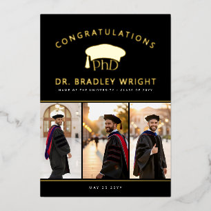 PhD Doctoral Hat Doctoral Graduation Foil Card