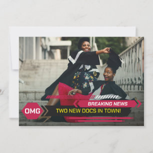 PhD Doctorate Breaking TV News Graduation Party Invitation