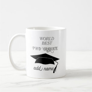 phd doctorate graduate cap celebration present coffee mug