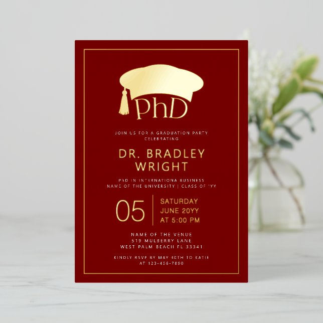 Phd Doctorate Hat Doctoral Degree Graduation (Standing Front)