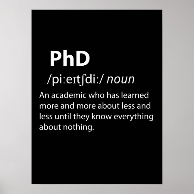PhD Funny Dictionary Definition Poster (Front)