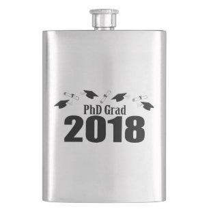PhD Grad 2018 Caps And Diplomas (Black) Hip Flask
