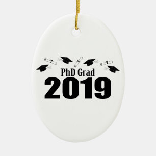 PhD Grad 2019 Caps And Diplomas (Black) Ceramic Ornament