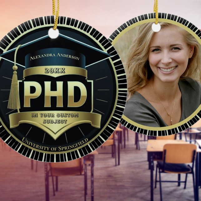 Phd graduation doctoral thesis gift ceramic ornament (Creator Uploaded)