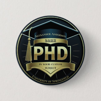 Phd graduation doctoral thesis gift iron on 6 cm round badge