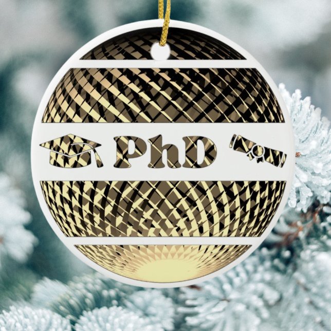 PhD graduation gold Ceramic Ornament (Creator Uploaded)