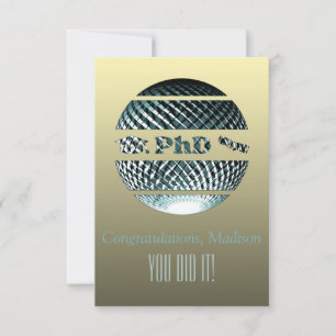 PhD graduation greeting card platinum blue
