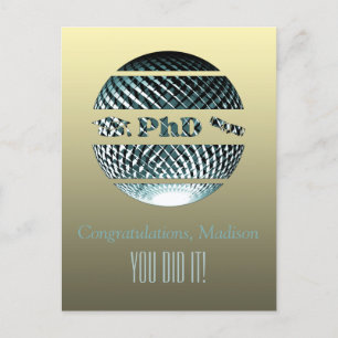 PhD graduation greeting card platinum blue