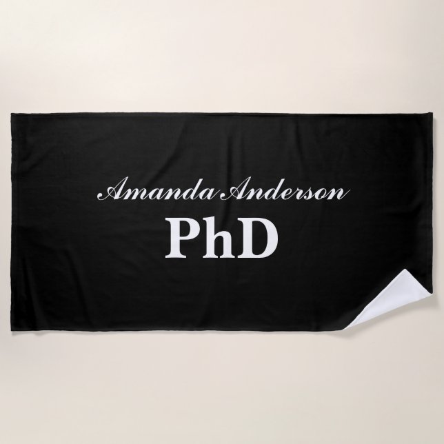 PhD Graduation Personalised Name Beach Towel (Front)