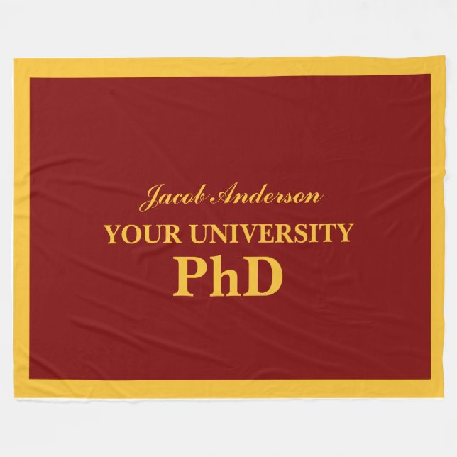 PhD Graduation Personalised Name Fleece Blanket (Front (Horizontal))