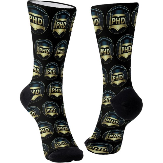 Phd had gold black pattern doctoral degree  socks (Creator Uploaded)