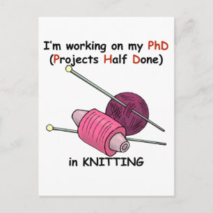 PhD in Knitting Postcard
