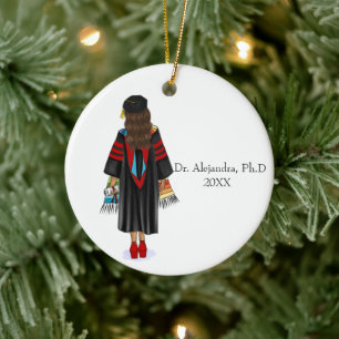 PhD Latina Graduate with Custom Name Ceramic Ornament