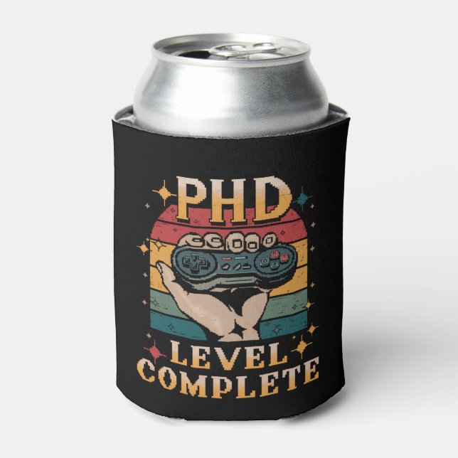 PhD Level Complete Graduation Doctorate Gaming Can Cooler (Can Front)