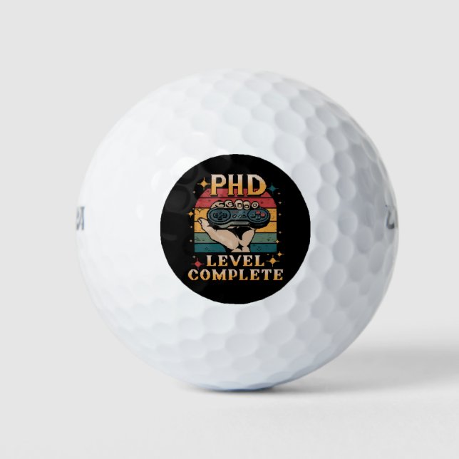 PhD Level Complete Graduation Doctorate Gaming Golf Balls (Front)
