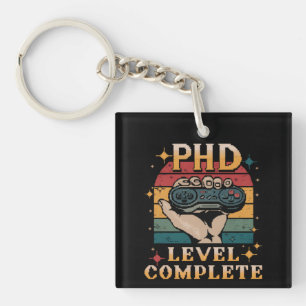 PhD Level Complete Graduation Doctorate Gaming Key Ring